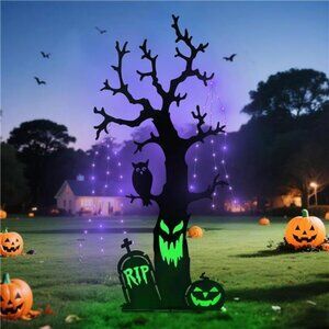 Solar Halloween Yard Decorations, 43 Inch Outdoor LED Solar Powered Haunted